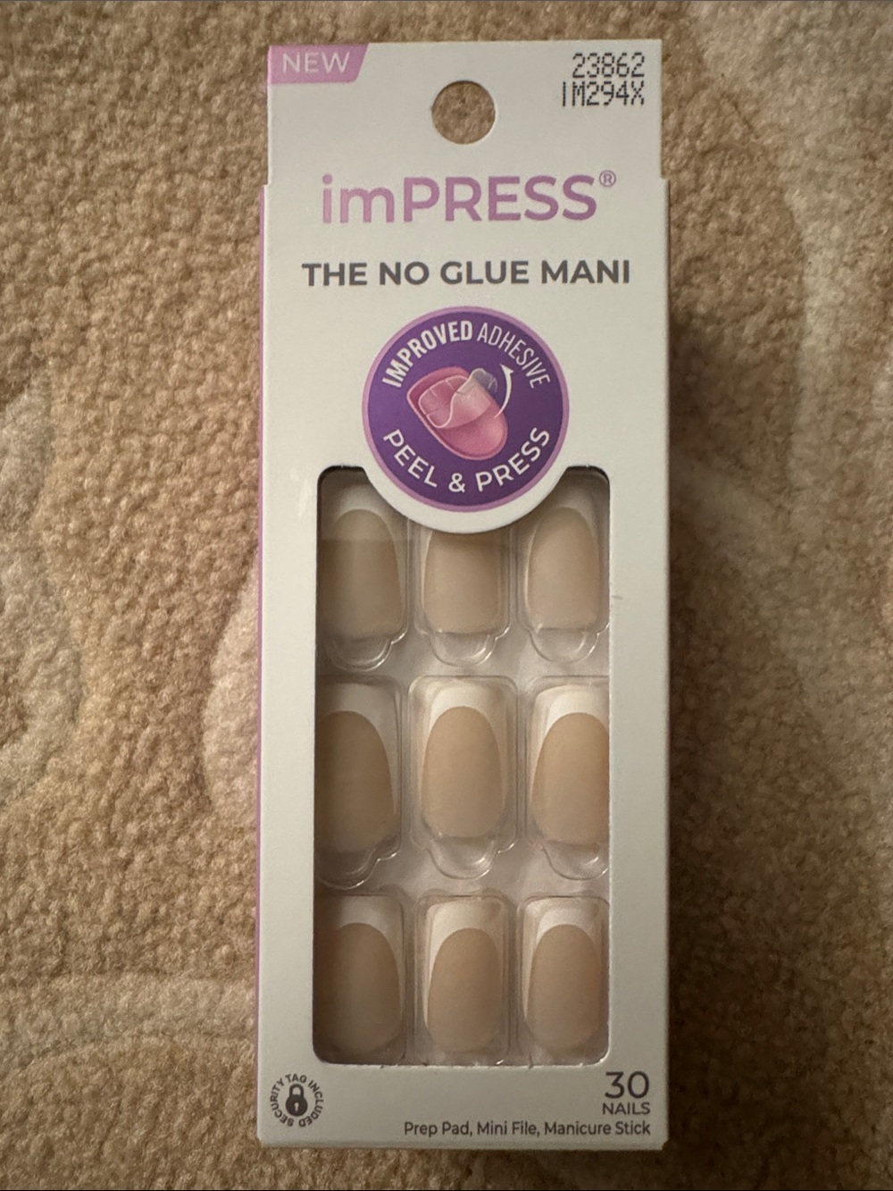 imPRESS Twist Press-On Nails Medium length Squoval French NIB